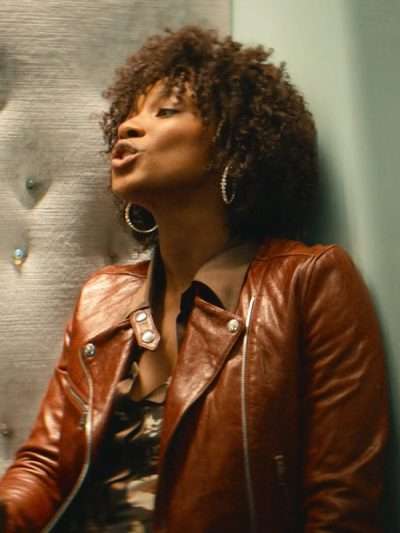 Yvonna Pearson Clipped Brown Bike Leather Jacket