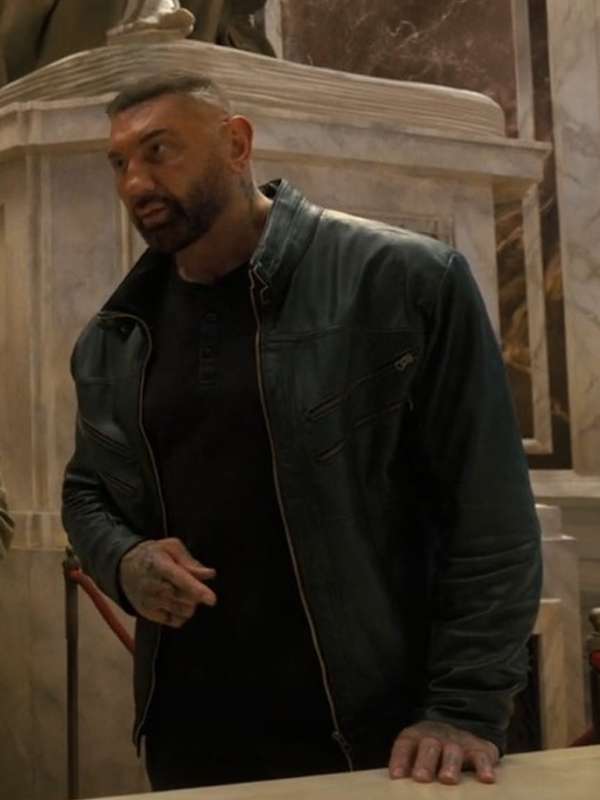 Dave Bautista My Spy The Eternal City 2024 Black Leather Jacket