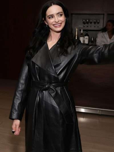 Krysten Ritter Orphan Black Echoes Black Leather Trench Coat