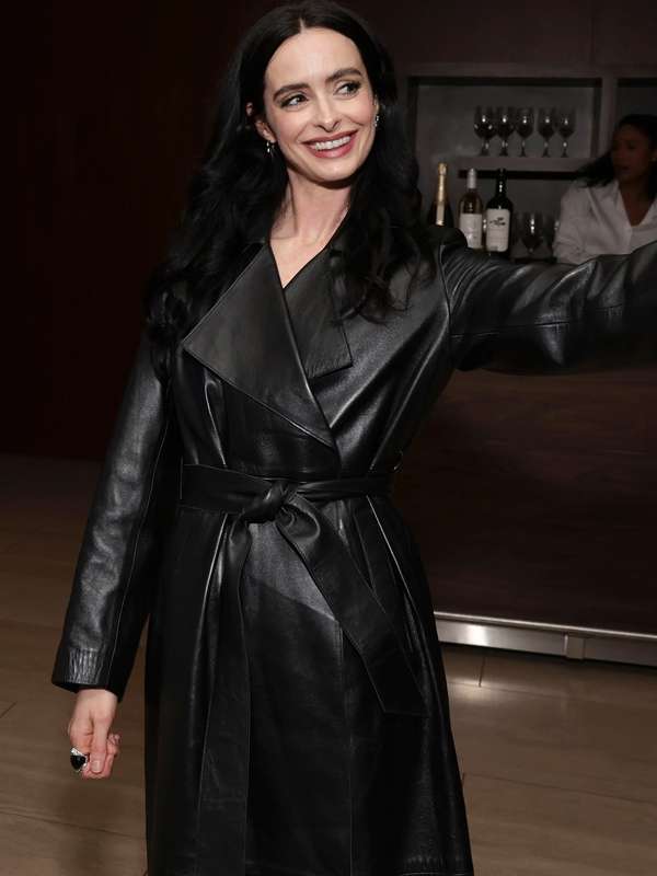 Krysten Ritter Orphan Black Echoes Black Leather Trench Coat
