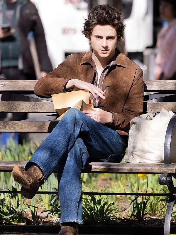 A Complete Unknown Timothée Chalamet Suede Brown Leather Jacket
