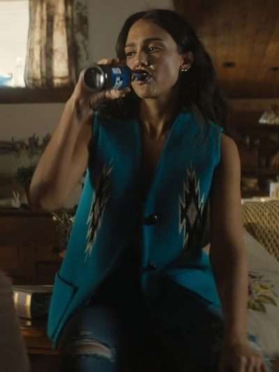 Jessica Alba Trigger Warning Blue Vest
