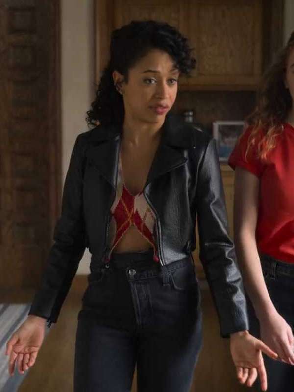 Liza Koshy A Family Affair 2024 Black Leather Jacket
