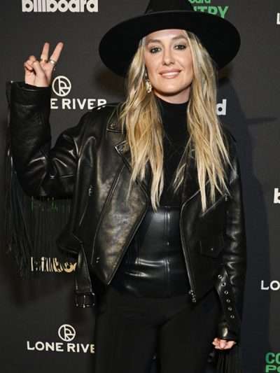 Lainey Wilson Country Power Players 2024 Fringe Black Leather Jacket