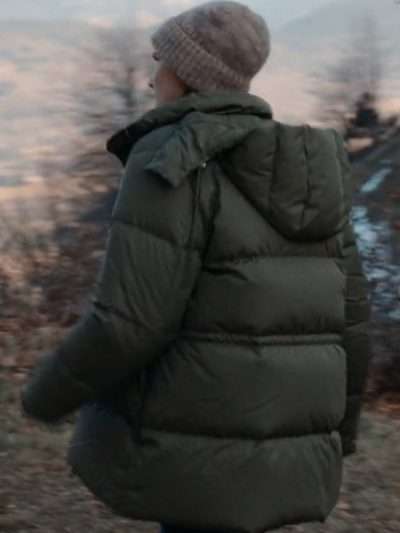 Giovanna Deluca Anthracite Green Puffer Hooded Jacket
