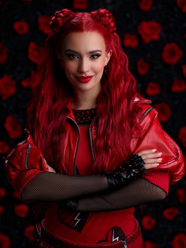 Kylie Cantrall Descendants The Rise Of Red 2024 Red Cropped Leather Jacket