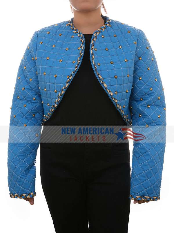 Malia Baker Descendants The Rise Of Red 2024 Blue Leather Jacket - Image 2