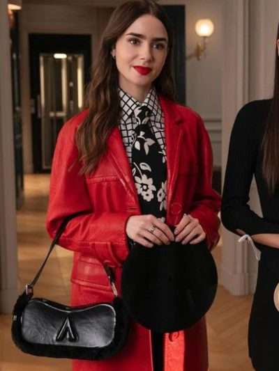 Emily Cooper Emily in Paris S04 Red Leather Coat