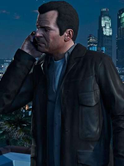 Michael De Santa Grand Theft Auto V Brown Leather Jacket