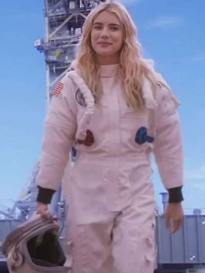 Emma Roberts Space Cadet 2024 White Cotton Jumpsuit