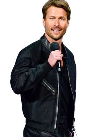 Glen Powell Twisters 2024 Black Bomber Leather Jacket