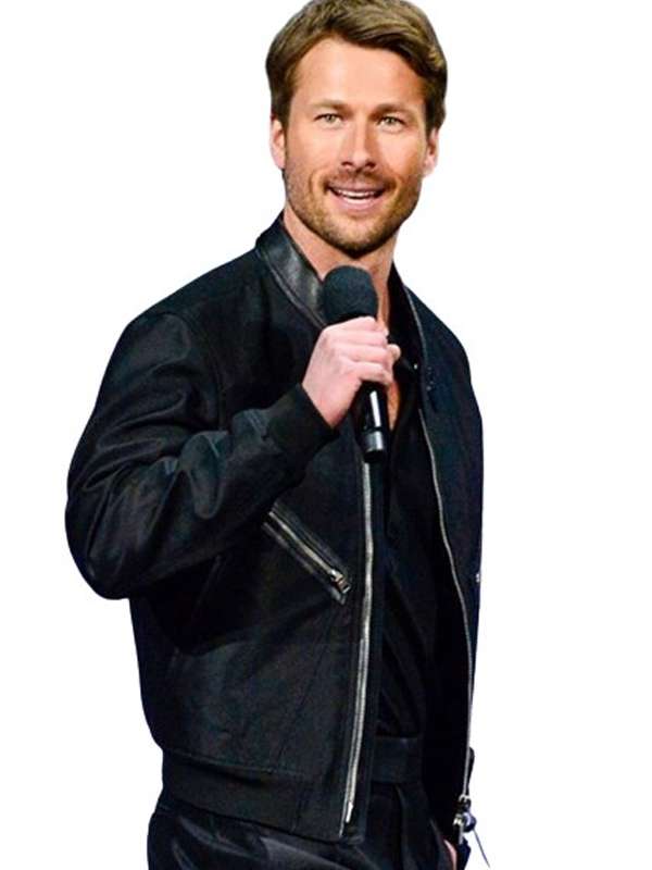 Glen Powell Twisters 2024 Black Bomber Leather Jacket