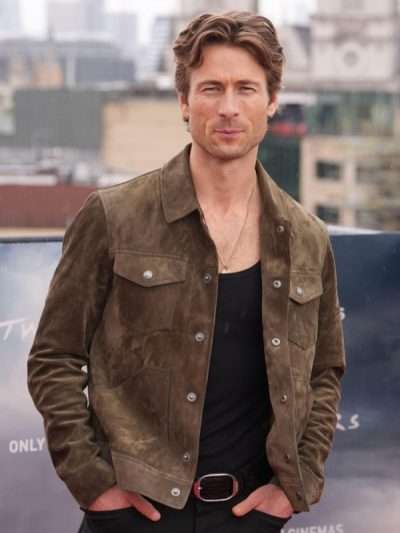 Glen Powell Twisters 2024 Green Leather Jacket