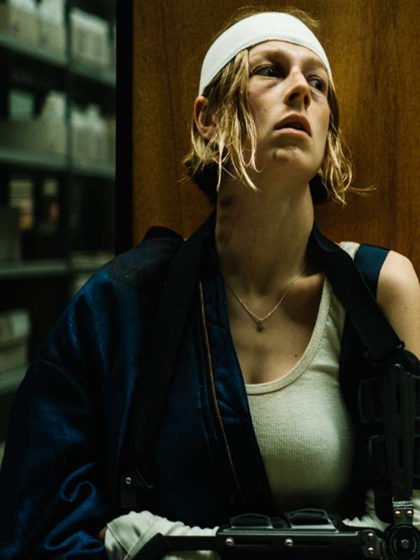 Cuckoo 2024Hunter Schafer Gretchen Blue Bomber Jacket