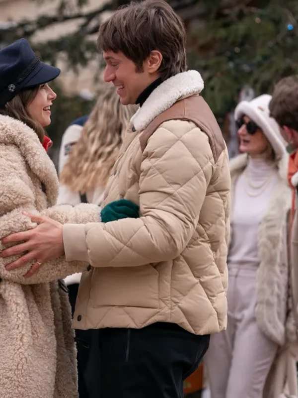 Gabriel Emily in Paris Season 4 Part 2 Beige Puffer Jacket