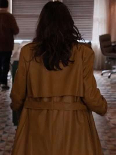 Eva Longoria Only Murders in the Building 2024 Brown Leather Trench Coat