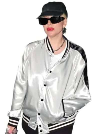 Lady Gaga Paris Silver Bomber Jacket