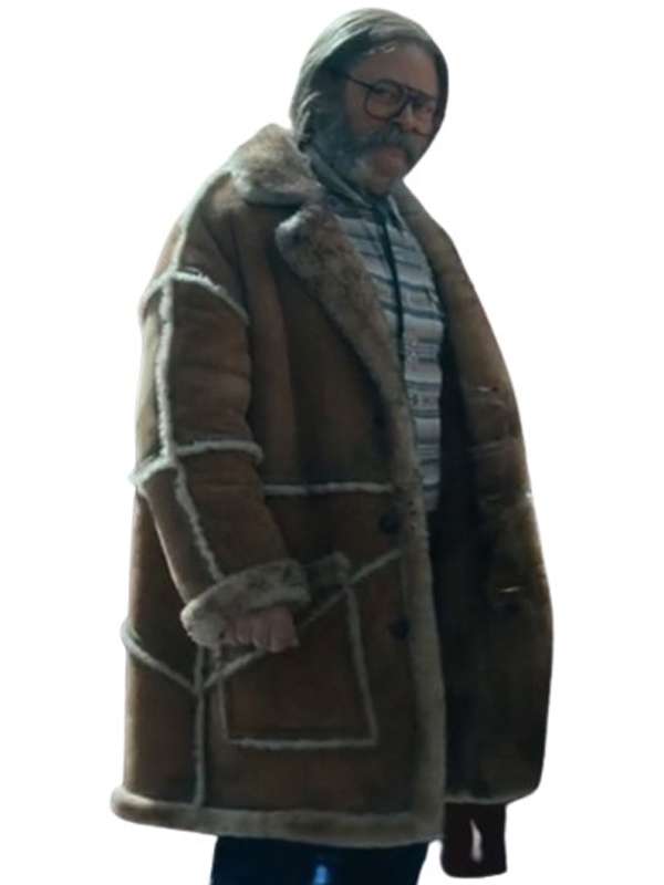 Nick Offerman The Umbrella Academy Brown Shearling Leather Coat