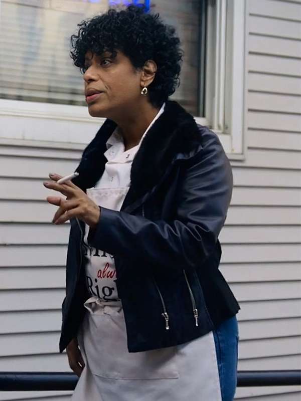 Tina Marrero The Bear Shearling Black Leather Jacket