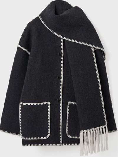 Women Embroidered Scarf Jacket