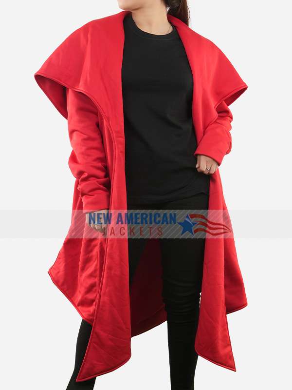 Nathalie Emmanuel Megalopolis 2024 Red Hooded Coat