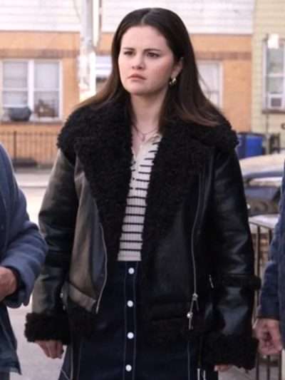 Mabel Mora Only Murders in the Building 2024 Black Shearling Leather Jacket