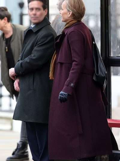 Diana Taverner Slow Horses S03 Maroon Wool Coat