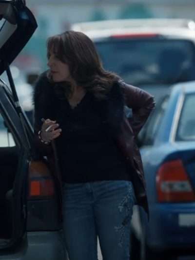 Nora Tell Me Lies Shearling Maroon Leather Coat