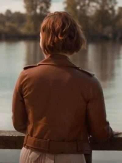Ashley Williams Falling Together Brown Biker Leather Jacket