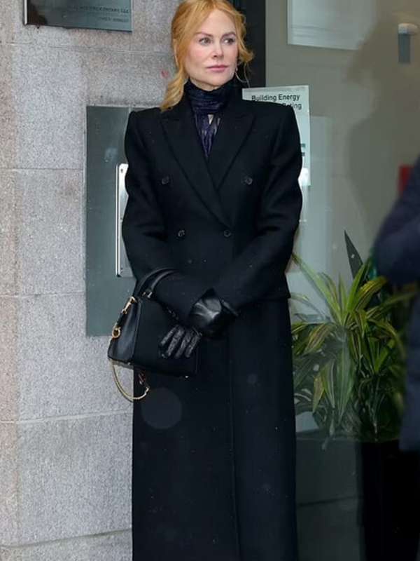 Nicole Kidman Babygirl 2024 Black Wool Trench Coat