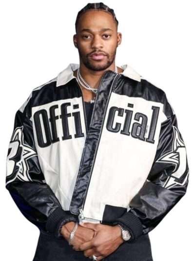 Christopher Meyer Black and White Bomber Leather Jacket
