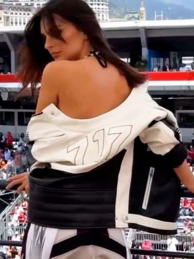 Emily Ratajkowski F1 Monaco Grand Prix Racing Leather Jacket
