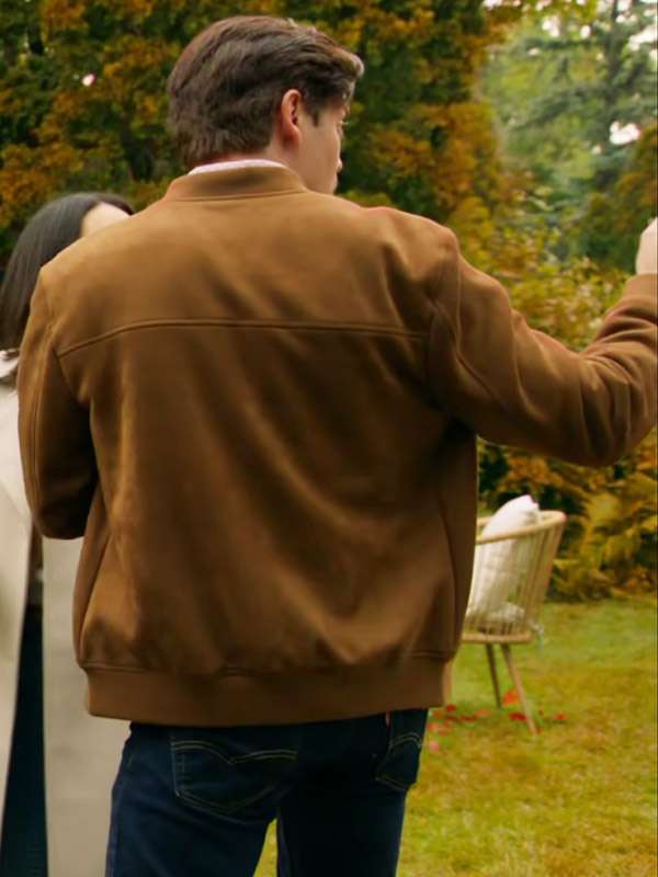 Dominic Sherwood Haunted Wedding 2024 Bomber Leather Jacket