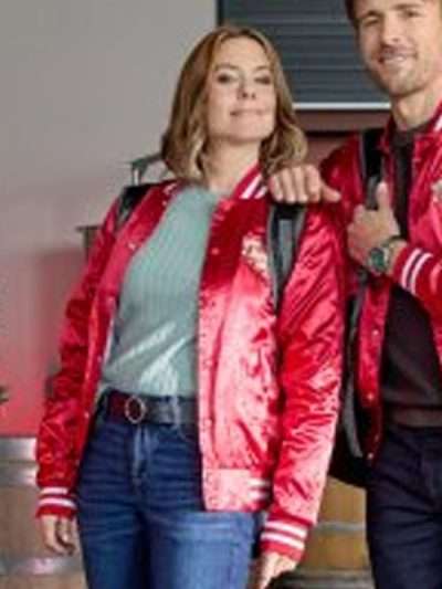 Ashley Williams Jingle Bell Run 2024 Red Varsity Jacket