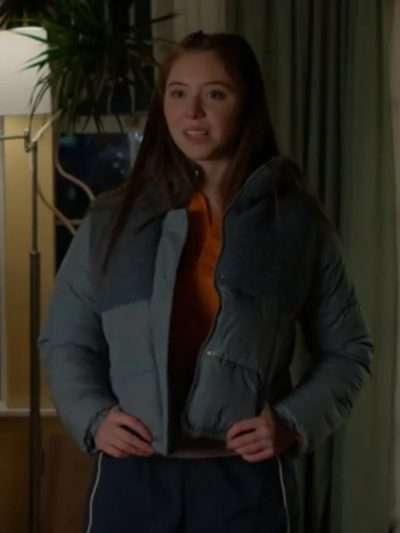 Murder In A Small Town 2024 Holly Alberg Grey Puffer Jacket