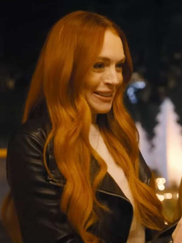 Lindsay Lohan Our Little Secret 2024 Black Leather Jacket