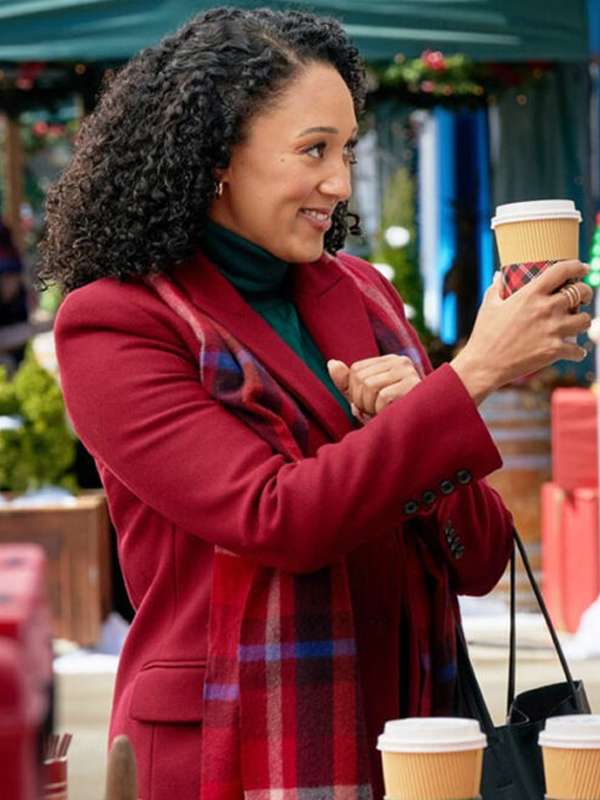 Tamera Mowry-Housley Scouting For Christmas 2024 Red Coat