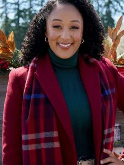 Tamera Mowry-Housley Scouting For Christmas Red Wool Coat