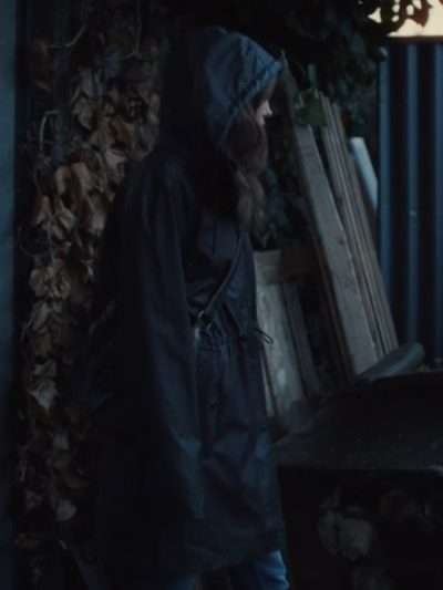 Ella Purnell Sweetpea Black Hooded Coat