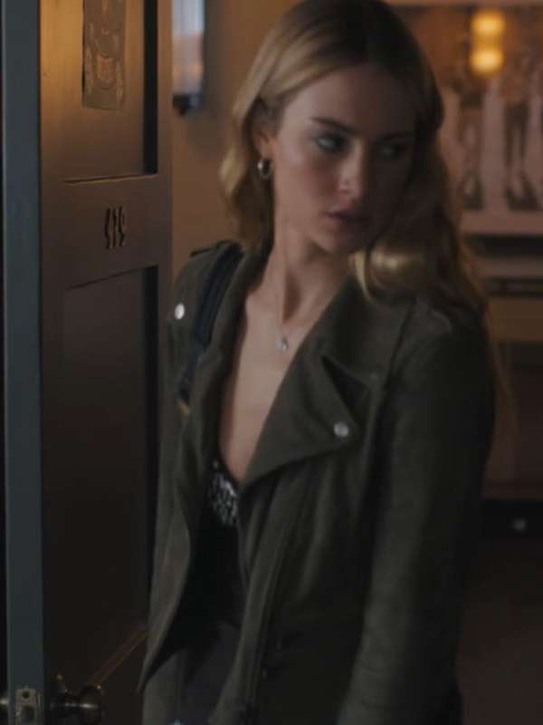 Lucy Albright Tell Me Lies S02 Green Leather Jacket