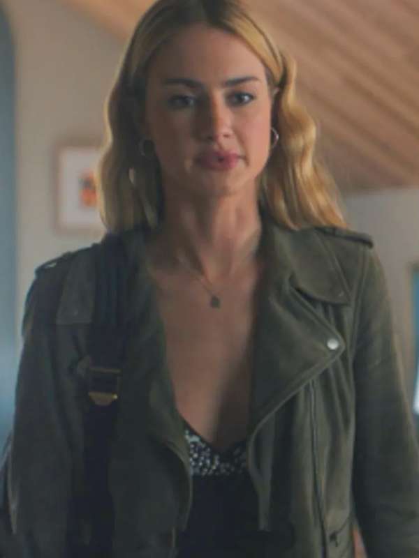 Lucy Albright Tell Me Lies S02 Green Suede Leather Jacket