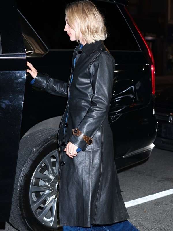 Saoirse Ronan The Outrun Movie Black Leather Coat