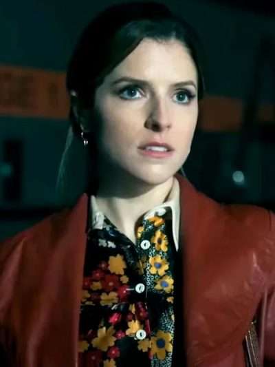 Anna Kendrick Woman of the Hour 2024 Brown Leather Coat