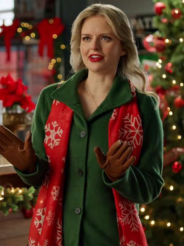 Gwen Marley Snowy with a Chance of Christmas Green Wool Coat