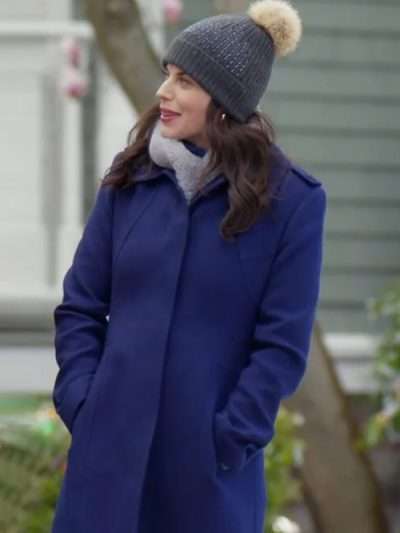 Meghan Ory Believe in Christmas Blue Wool Coat