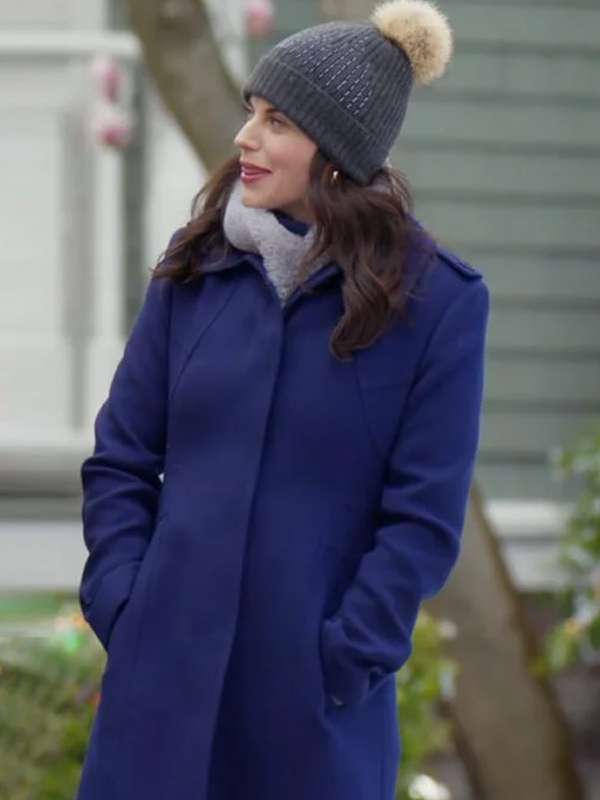 Meghan Ory Believe in Christmas Blue Wool Coat