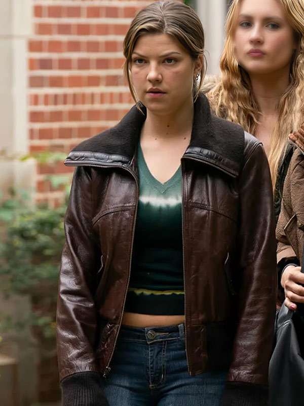 Tell Me Lies S02 Catherine Missal Brown Bomber Leather Jacket