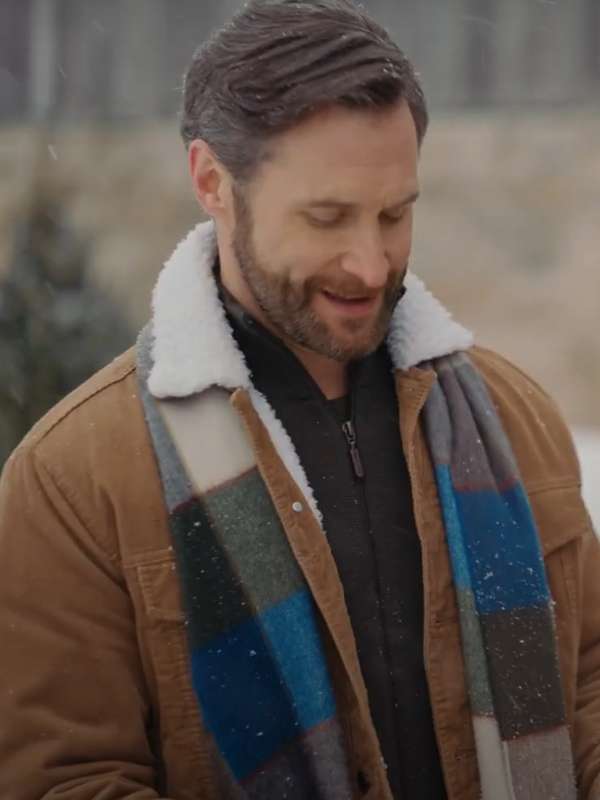 Matt Wells Christmas On The Alpaca Farm Andrew Flannery Brown Shearling Jacket