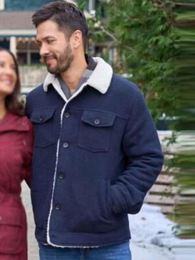 Marco Grazzini Christmas Under the Lights 2024 Blue Shearling Jacket