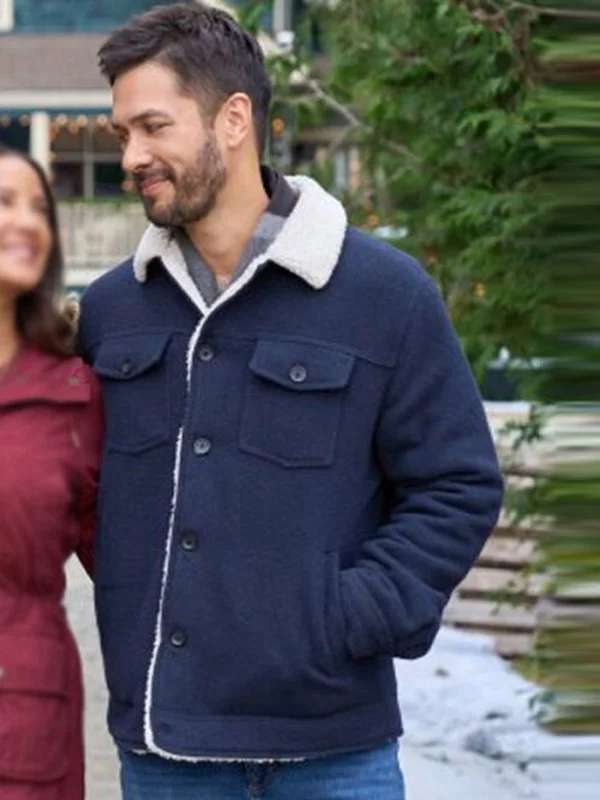 Marco Grazzini Christmas Under the Lights 2024 Blue Shearling Jacket